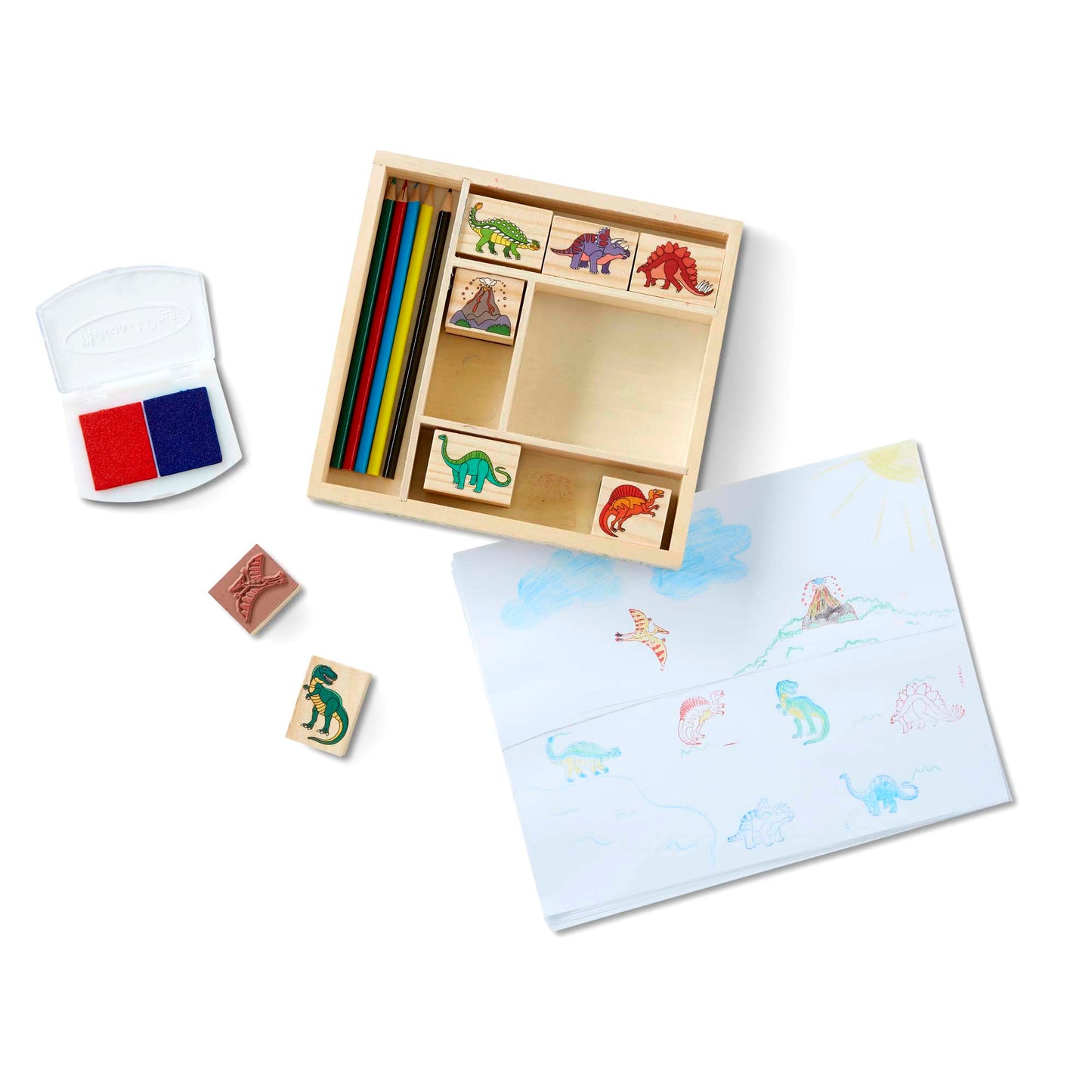 Melissa & Doug Wooden Dinosaur Stamp Set