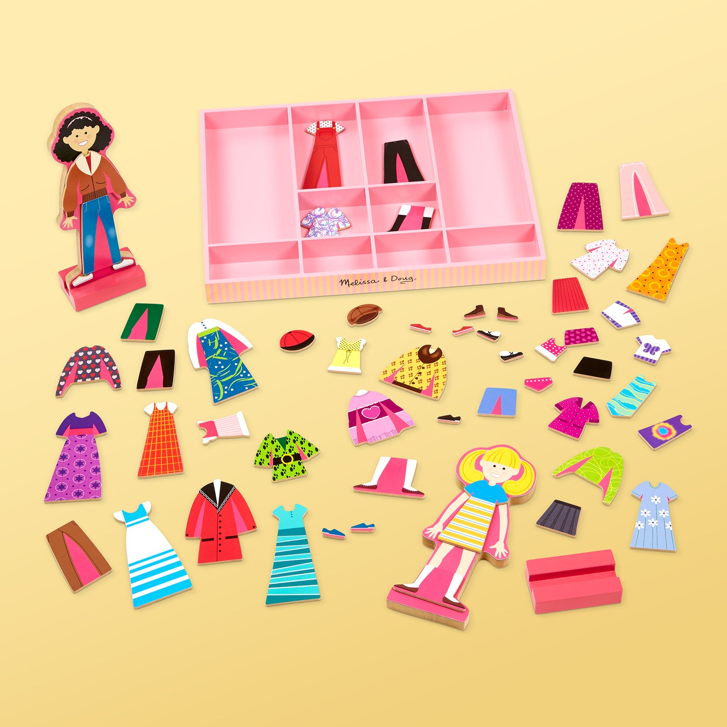 Melissa & Doug Abby and Emma Wooden Dress-Up Dolls