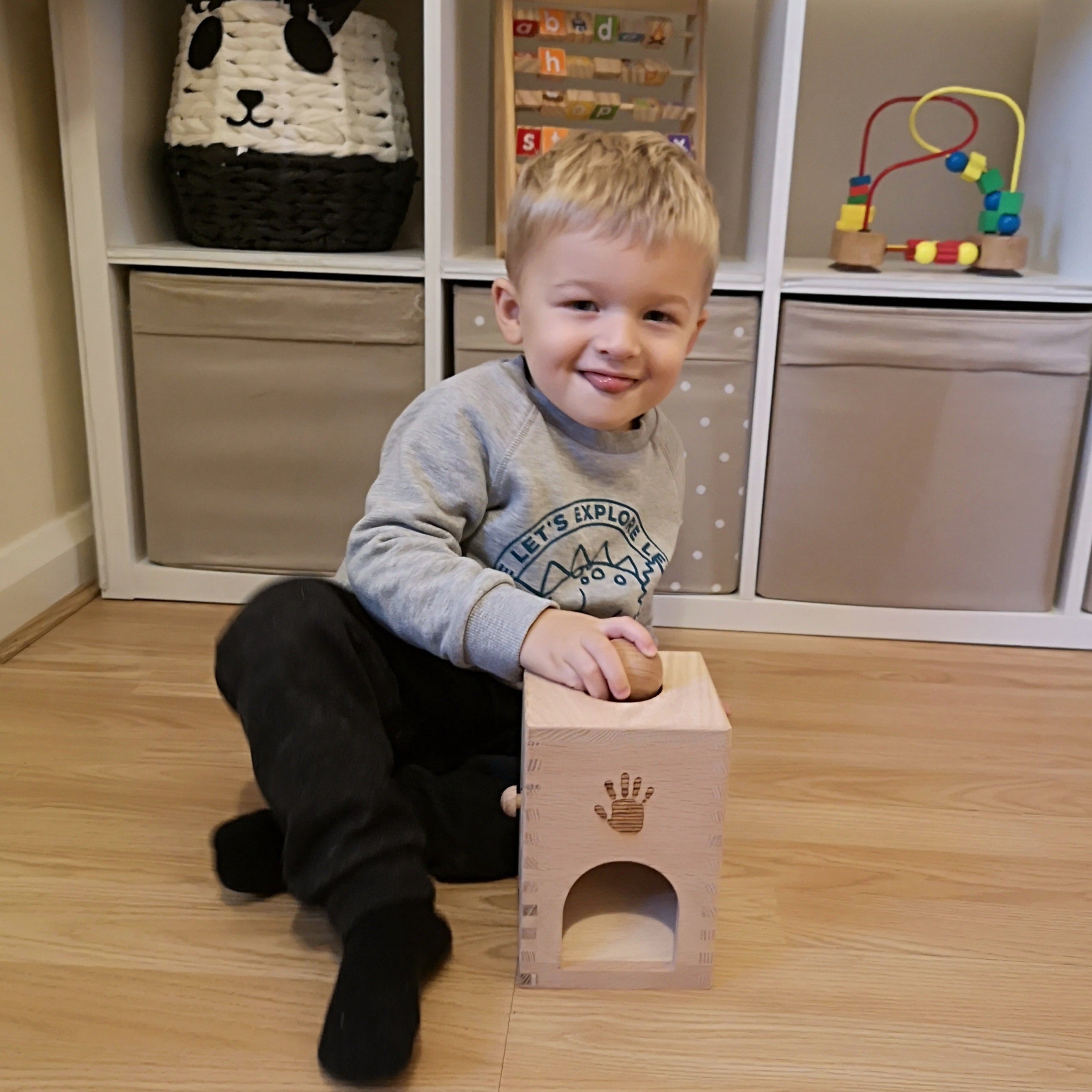 Wooden Object Permanence Box For Toddlers Family of Five UK