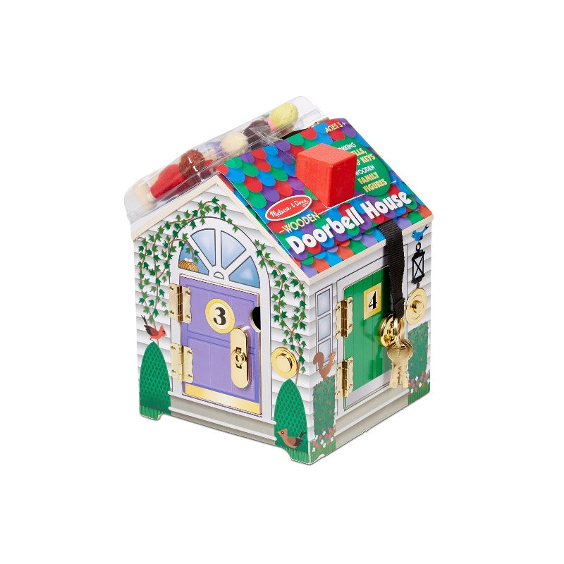 wooden doorbell dollhouse with lights