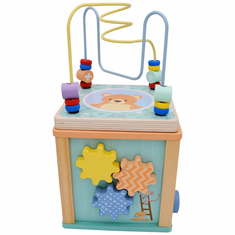 wooden activity cube