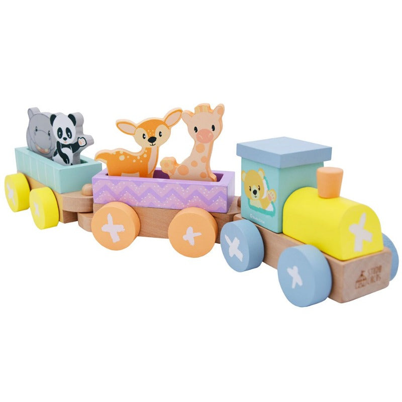 Wooden Train Set with Animals