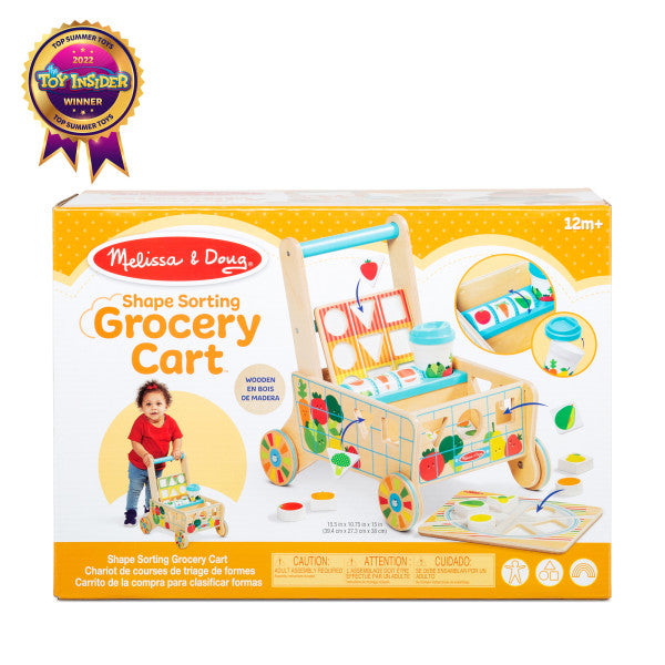 Melissa & Doug Wooden Shape Sorting Grocery Cart